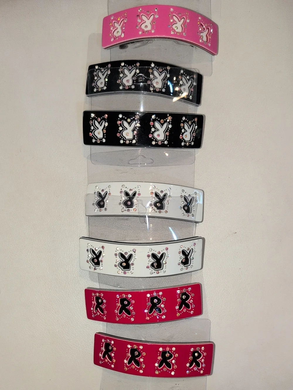 Playful Bunny Accent Hair Clips - Pink, Black, White Or Red - Set Of 2